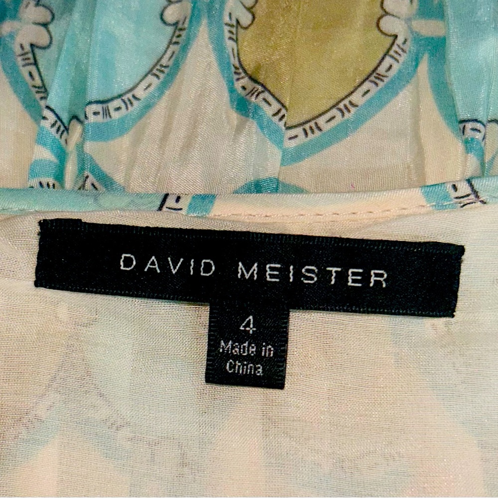 EUC David Meister SZ 4 gold/blue/yellow/white pleated skirt/waist 32” - Picture 7 of 8